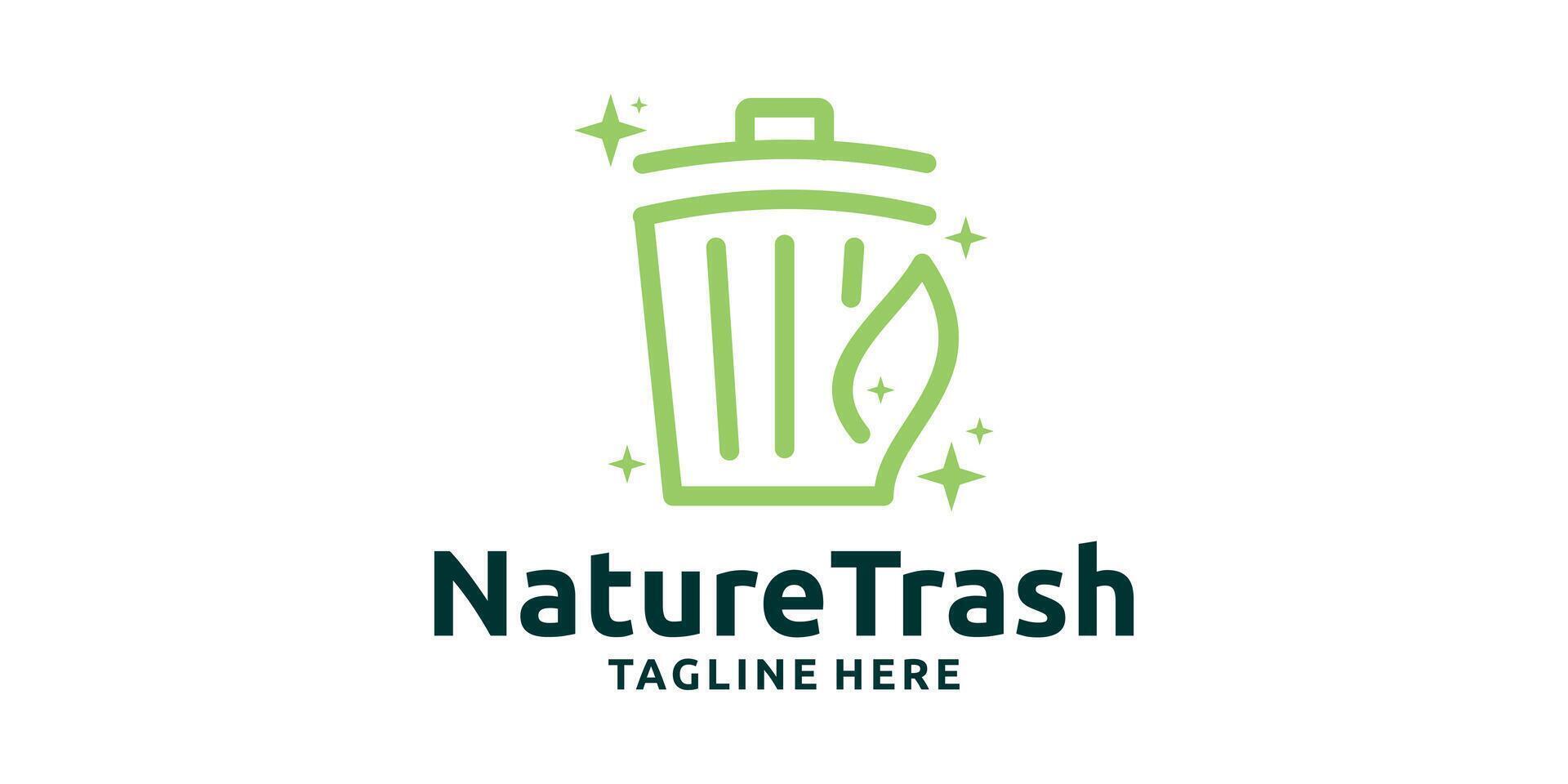 logo design organic trash, natural trash, logo design template, creative idea symbol. vector