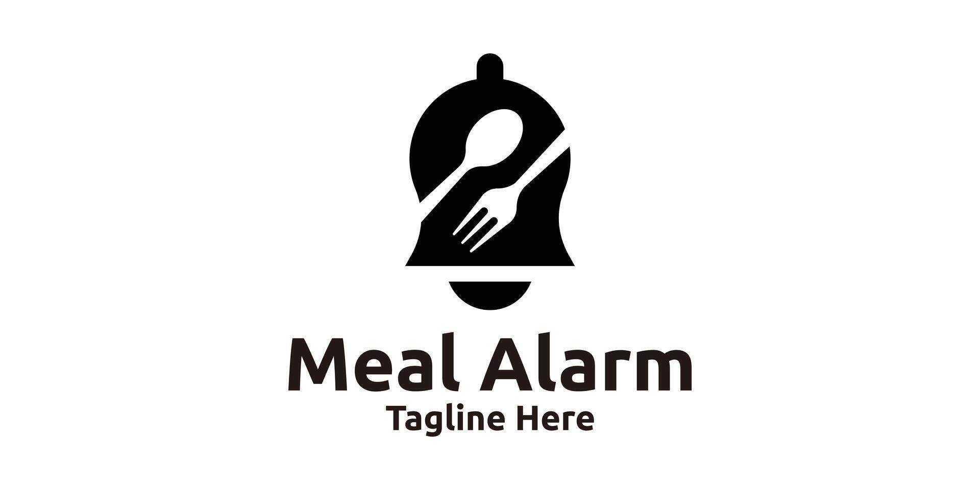 food alarm logo design, combination of bell with fork spoon, logo design template, symbol, icon, creative idea. vector