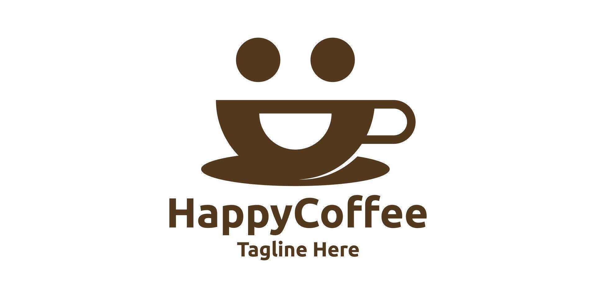 coffee logo design with a smile, logo design template symbol, creative idea. vector