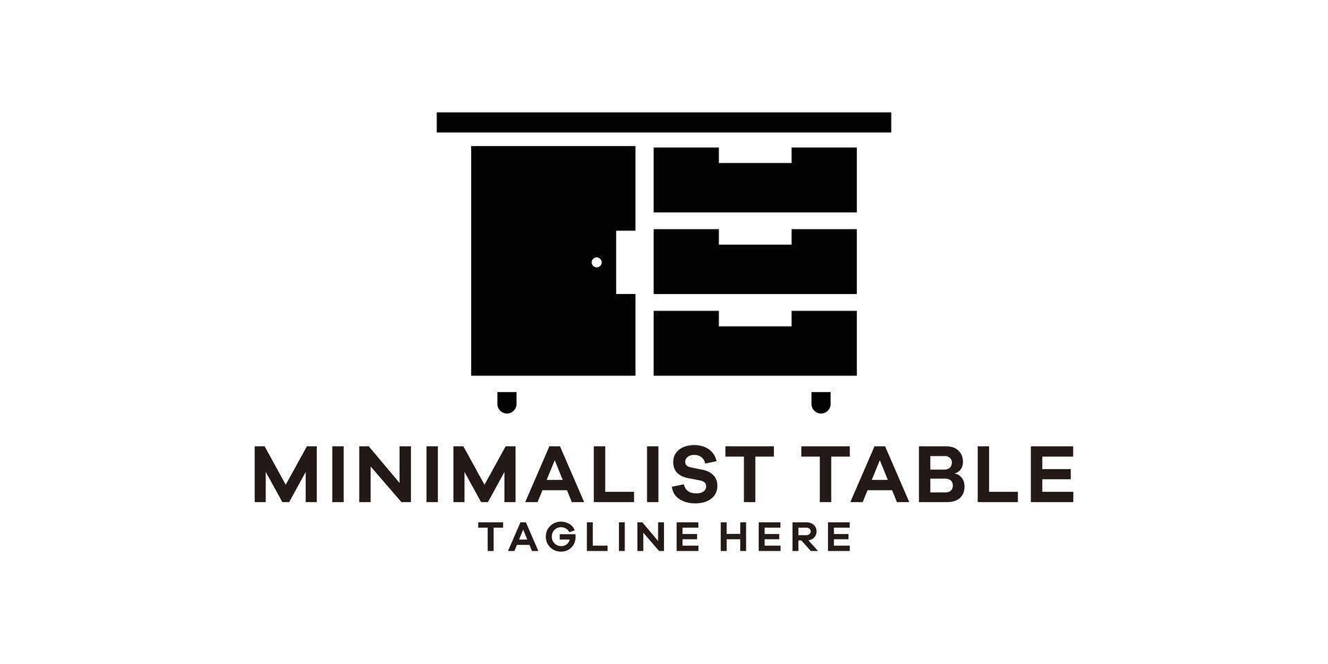 minimalist table design logo, home interior, logo design template, symbol, creative idea. vector