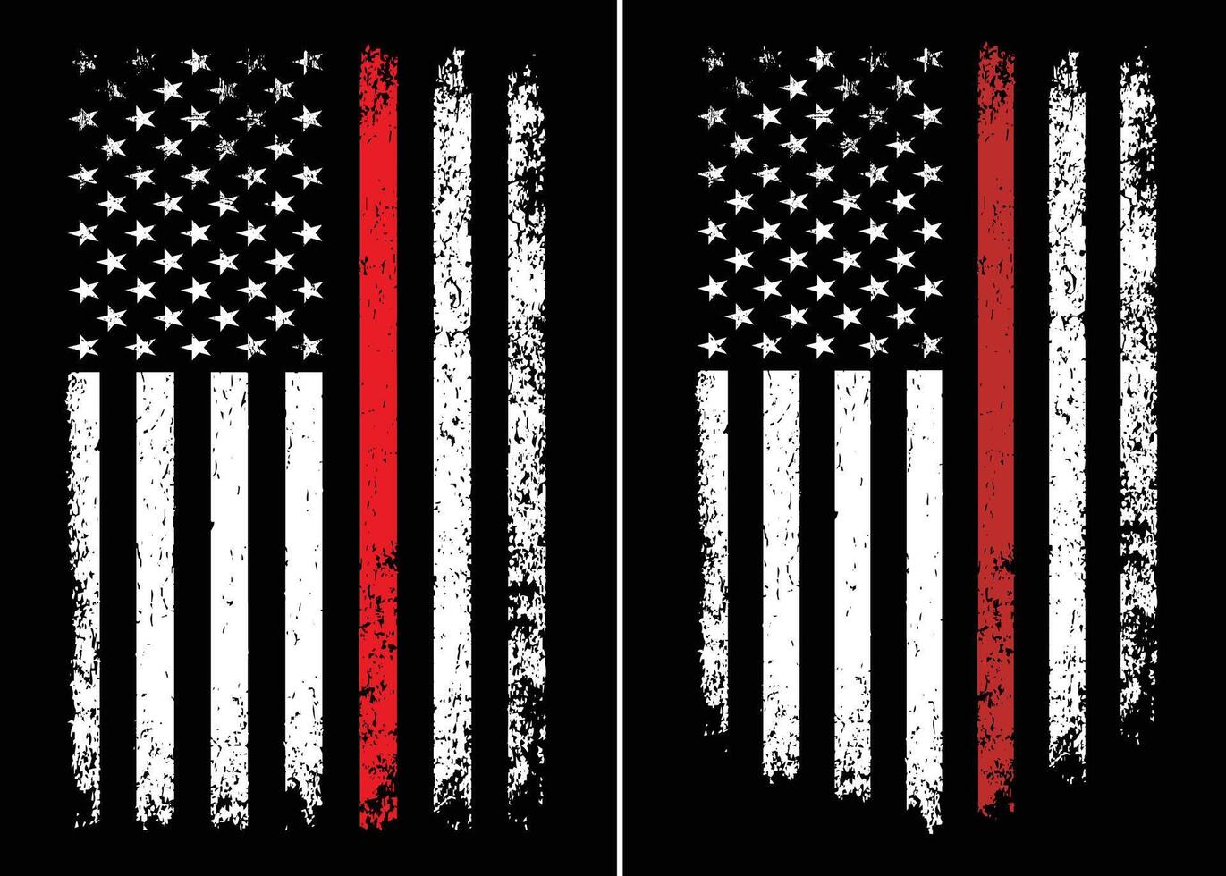 Thin Red Line Firefighter Flag Vector