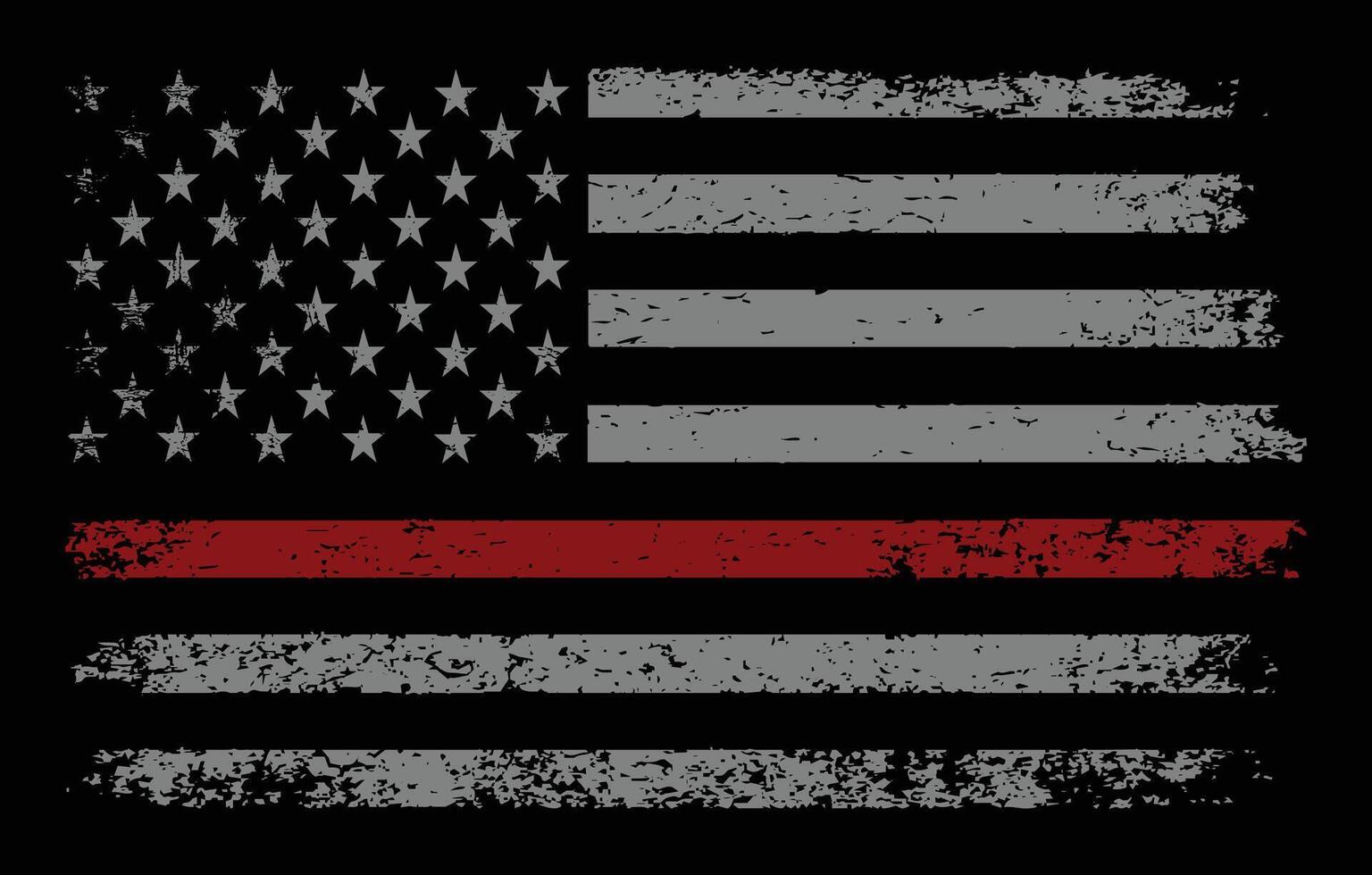 Thin Red Line Firefighter Flag Vector