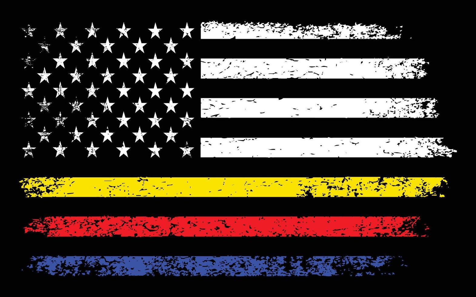 American Dispatchers, Firefighter, Police Flag Vector