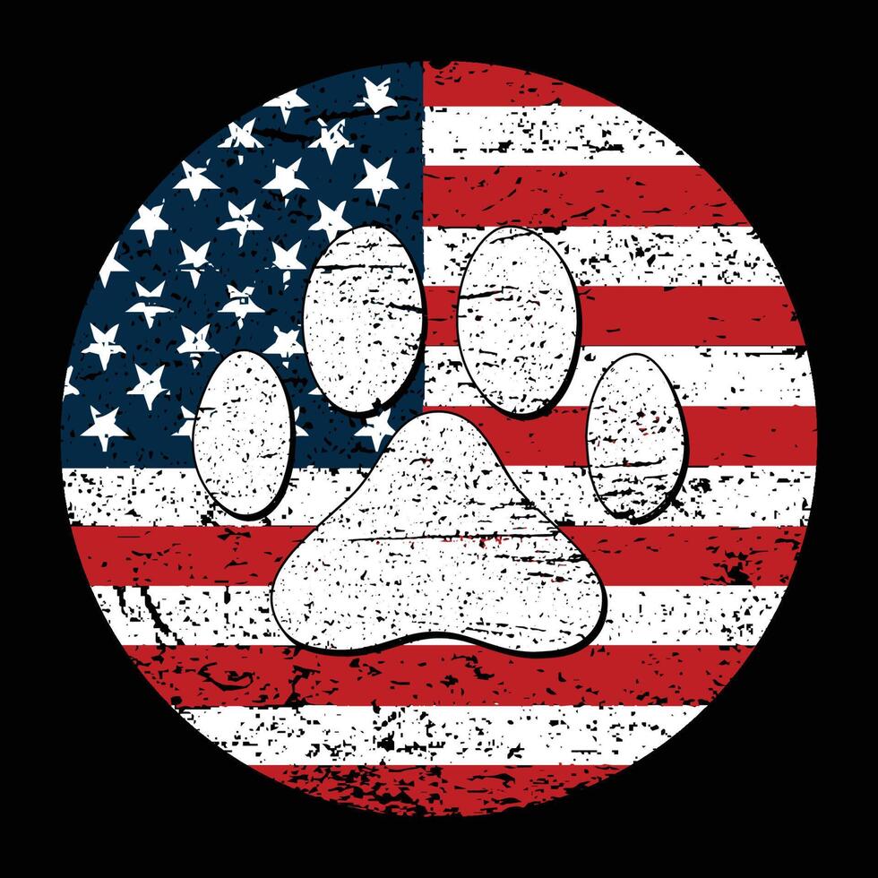 Vintage Flag With Paw Vector