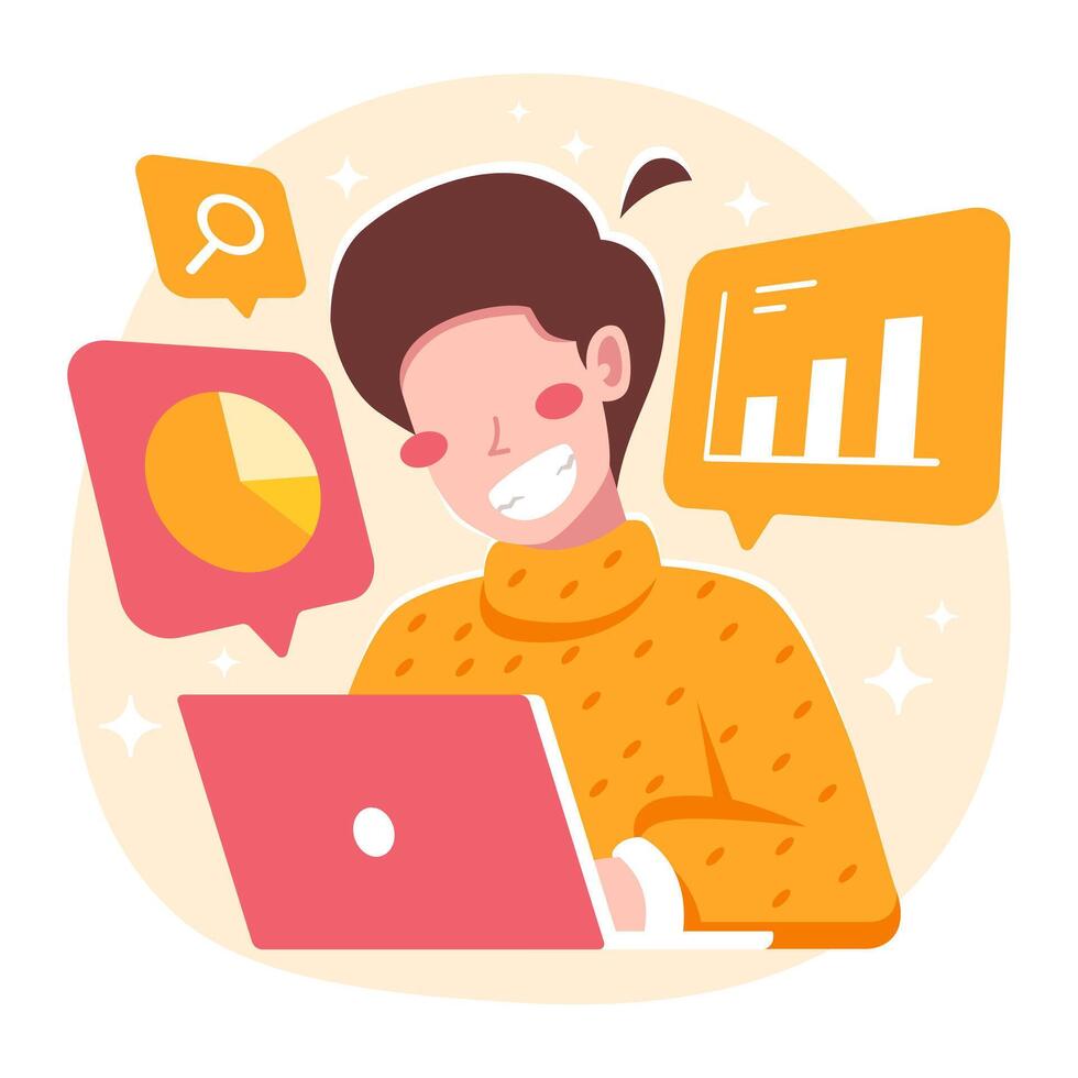 Businessman Character doing Research vector