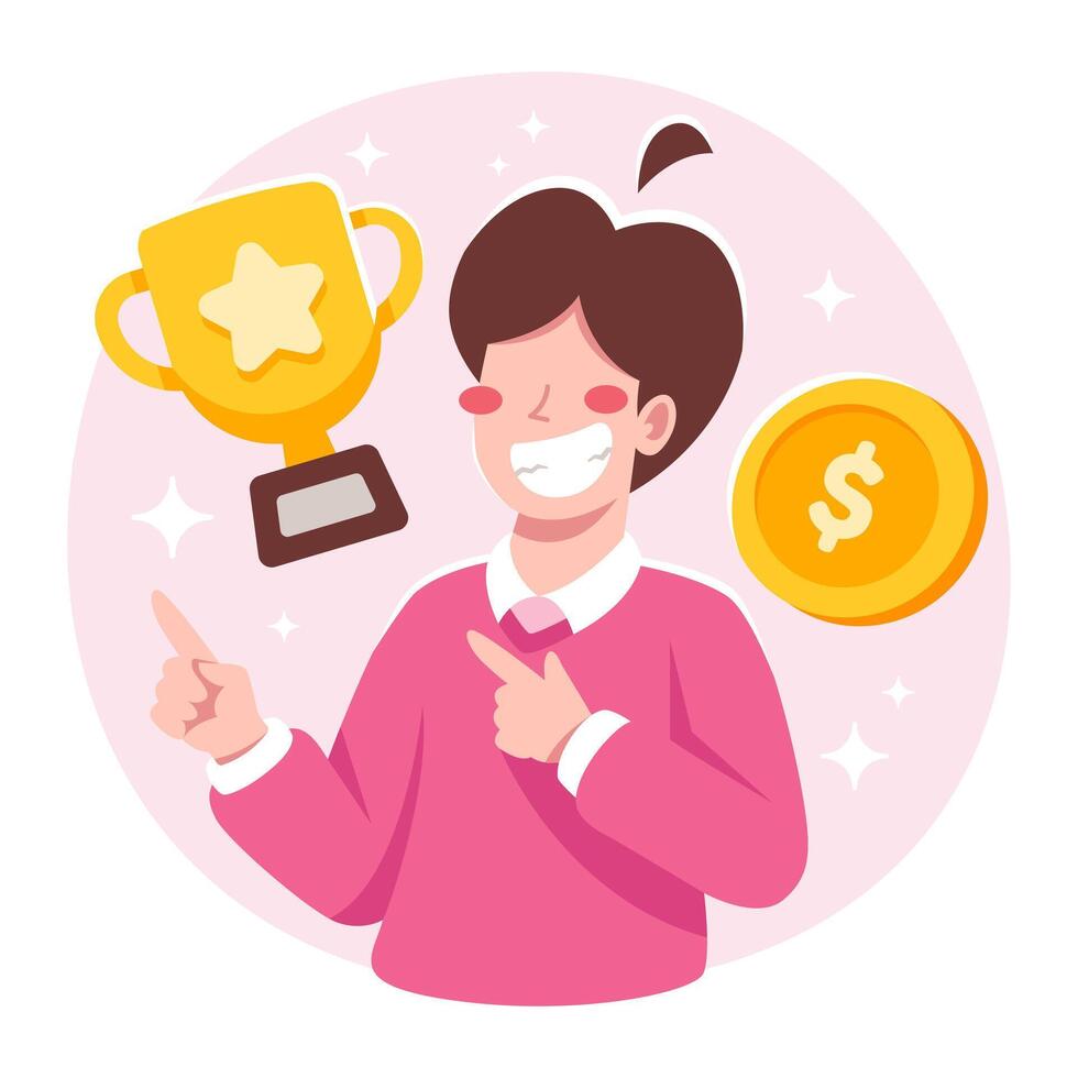 Businessman Character reach Goal in Business vector