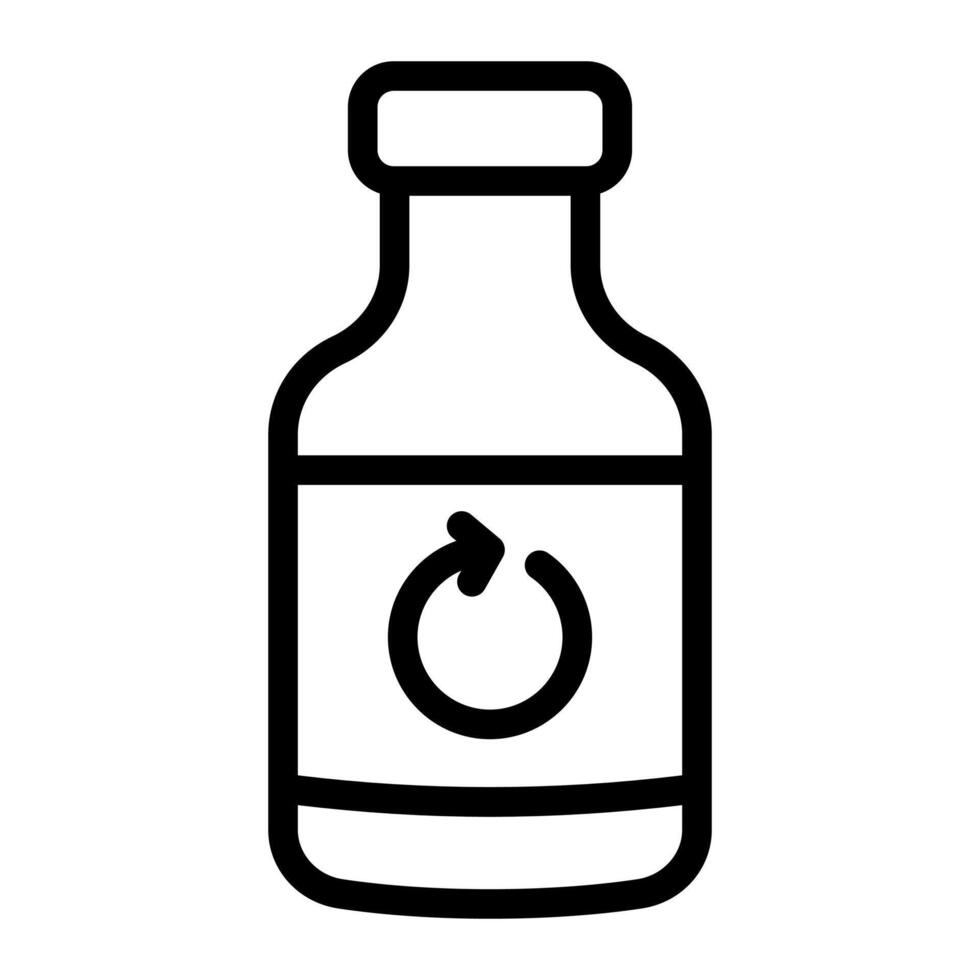 Glass Bottle Recycle Simple Line Icon Symbol vector