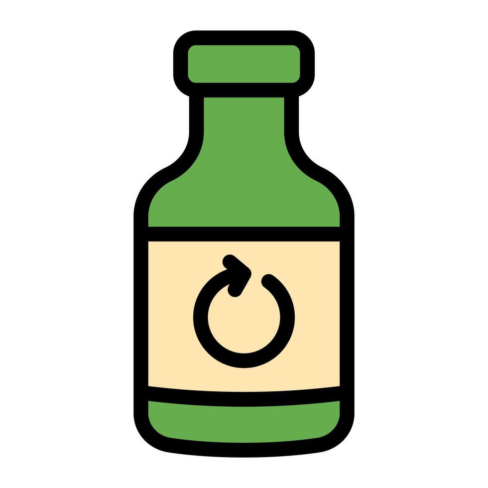 Glass Bottle Recycle Simple Line Icon Symbol vector