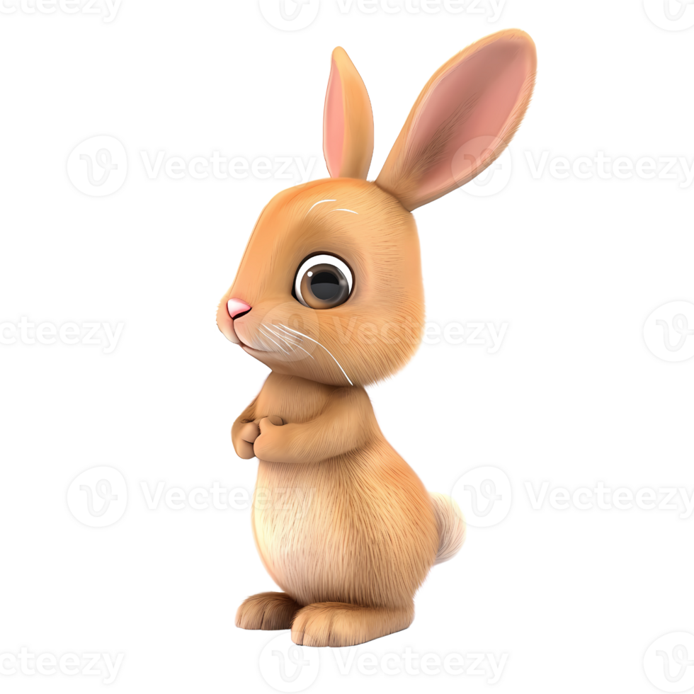 AI generated Cute animated bunny standing on two legs. png