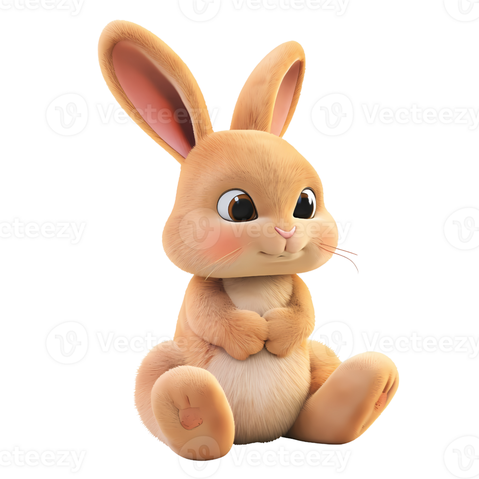 AI generated A detailed and realistic illustration of a brown rabbit, with a soft fur texture, isolated on a white background. png