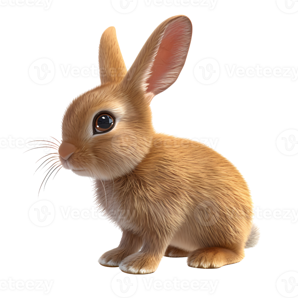 AI generated A high-quality 3D rendering of an adorable animated bunny with large expressive eyes. png