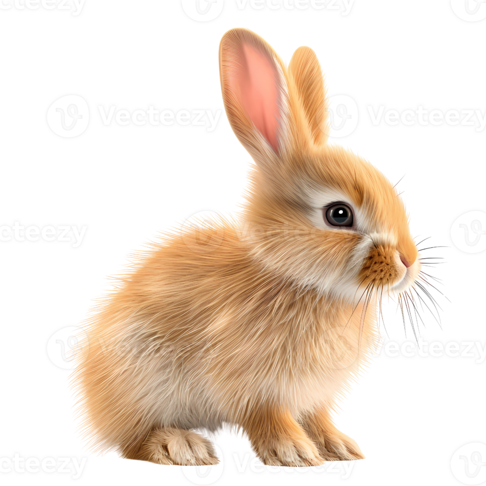 AI generated A detailed and realistic illustration of a brown rabbit, with a soft fur texture, isolated on a white background. png