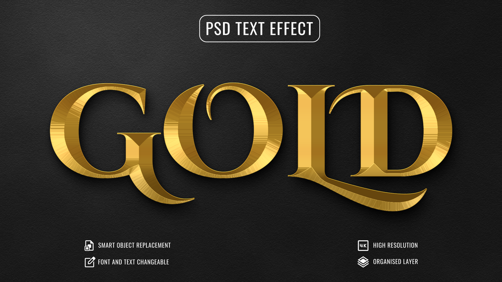 luxury font style mockup, shining gold editable 3d text effect psd