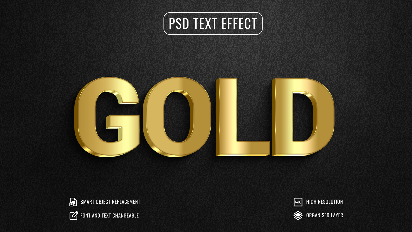 Gold 3d editable shiny text effect template psd