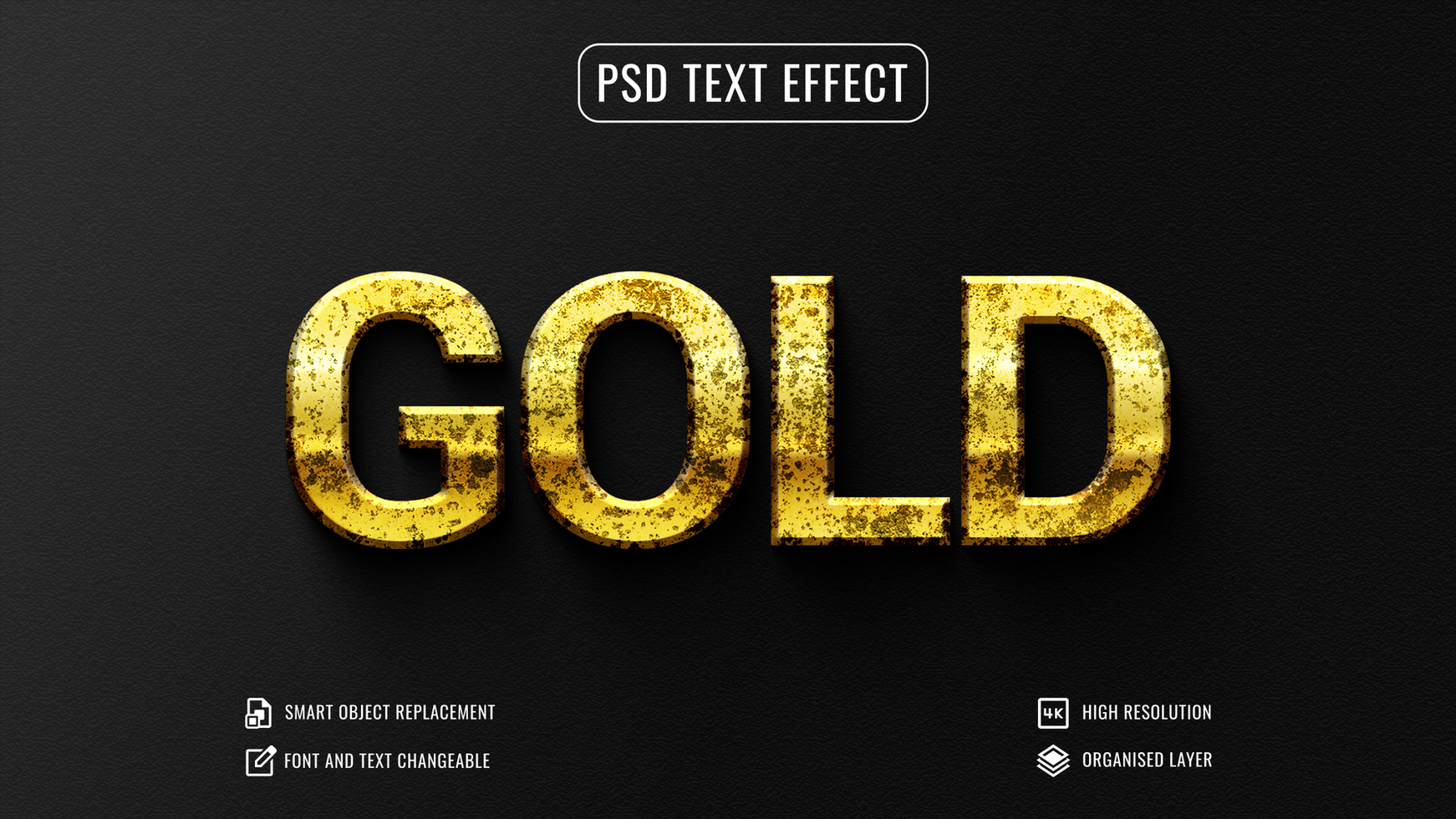 luxury metal font style mockup, shining gold editable 3d text effect psd