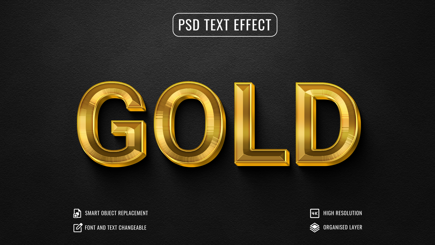 Shining gold editable 3d text effect psd