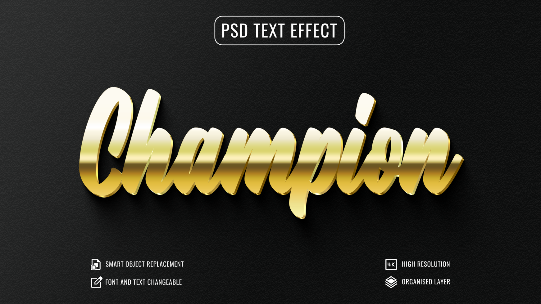 champion gold text effect psd