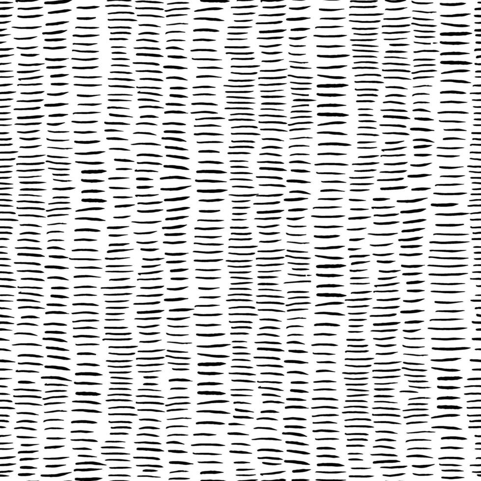 Abstract hand drawn vector seamless pattern. Simple background of horizontal ink strokes. Black monochrome ornament. Artistic design for print, wrap, fabric, textile, wallpaper
