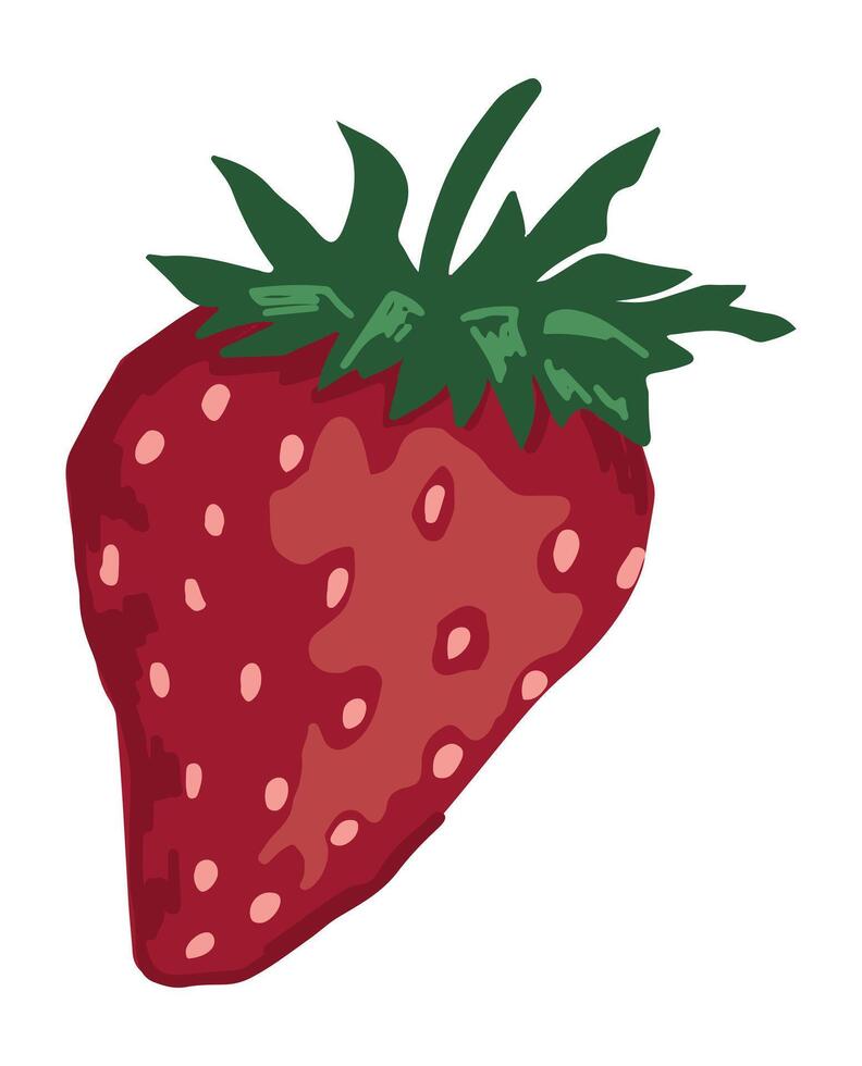 Strawberry berry clip art. Doodle of summer edible harvest. Cartoon vector botany illustration isolated on white background.