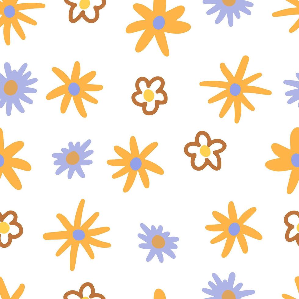 linda flor garabatos mano dibujado vector sin costura modelo. vistoso antecedentes en Clásico estilo. universal sencillo diseño para imprimir, fondo de pantalla, envase papel, tarjeta, textil, tela, decoración.