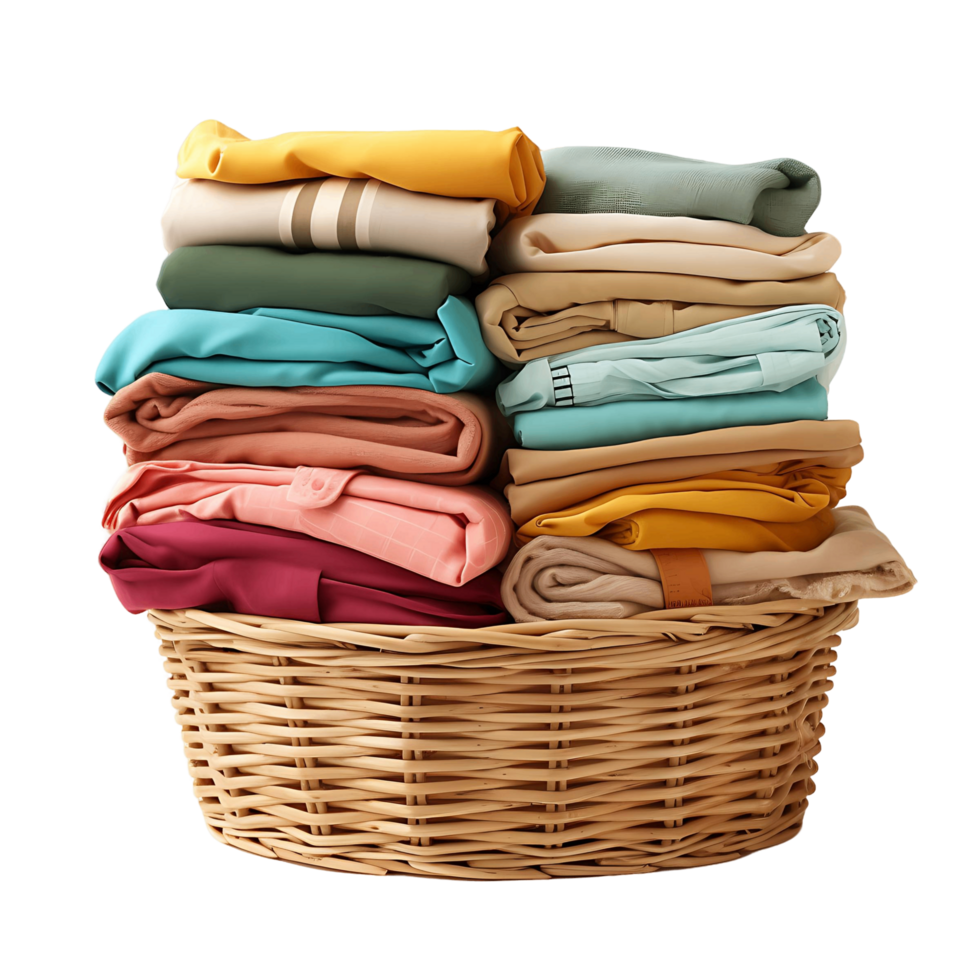 AI generated Clear Cut Towel Basket Image, Professional and Neat Graphics Guaranteed png