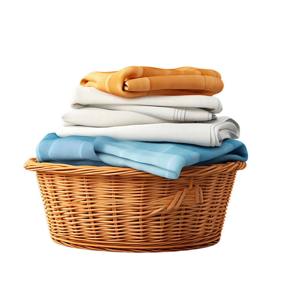 AI generated Clear Background Fresh Laundry Basket, Ideal for Varied Design Contexts png