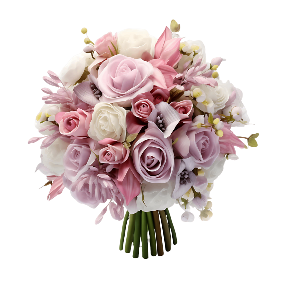 AI generated Wedding Bouquet Clarity Cutout, Ensuring Precise and Well Defined Bridal Visual Elements png