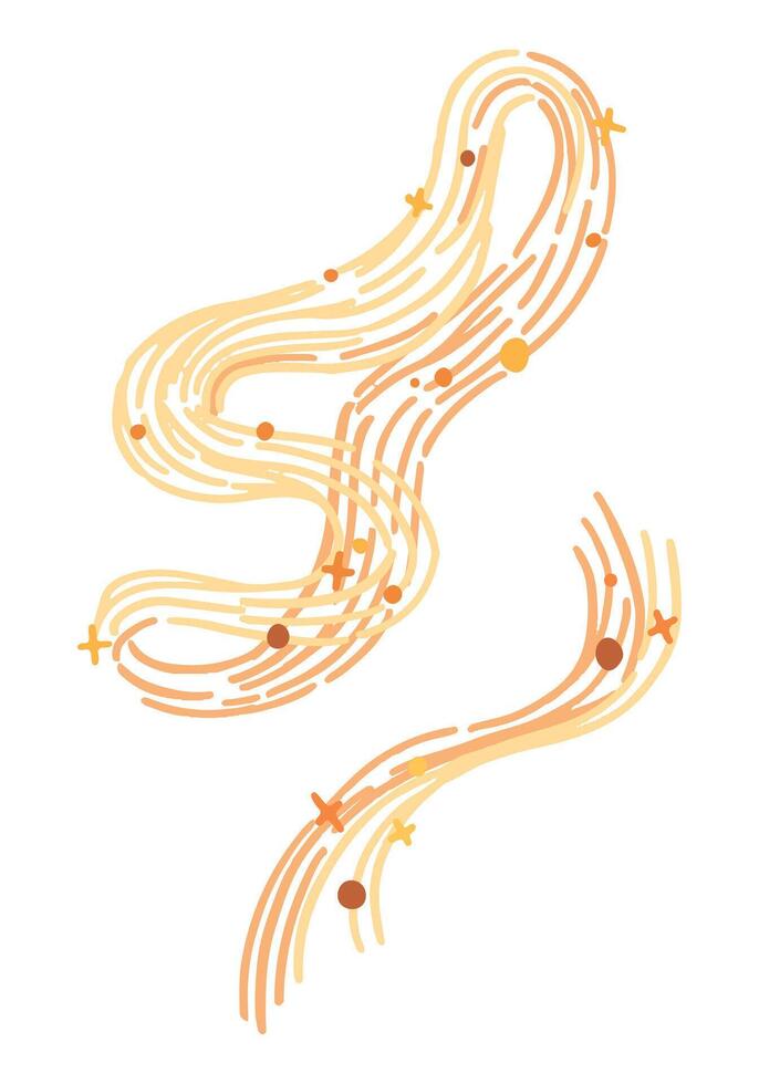 Abstract constellations and galaxies colored clipart. Cosmic space fantasy doodles. Hand drawn vector illustration isolated on white.