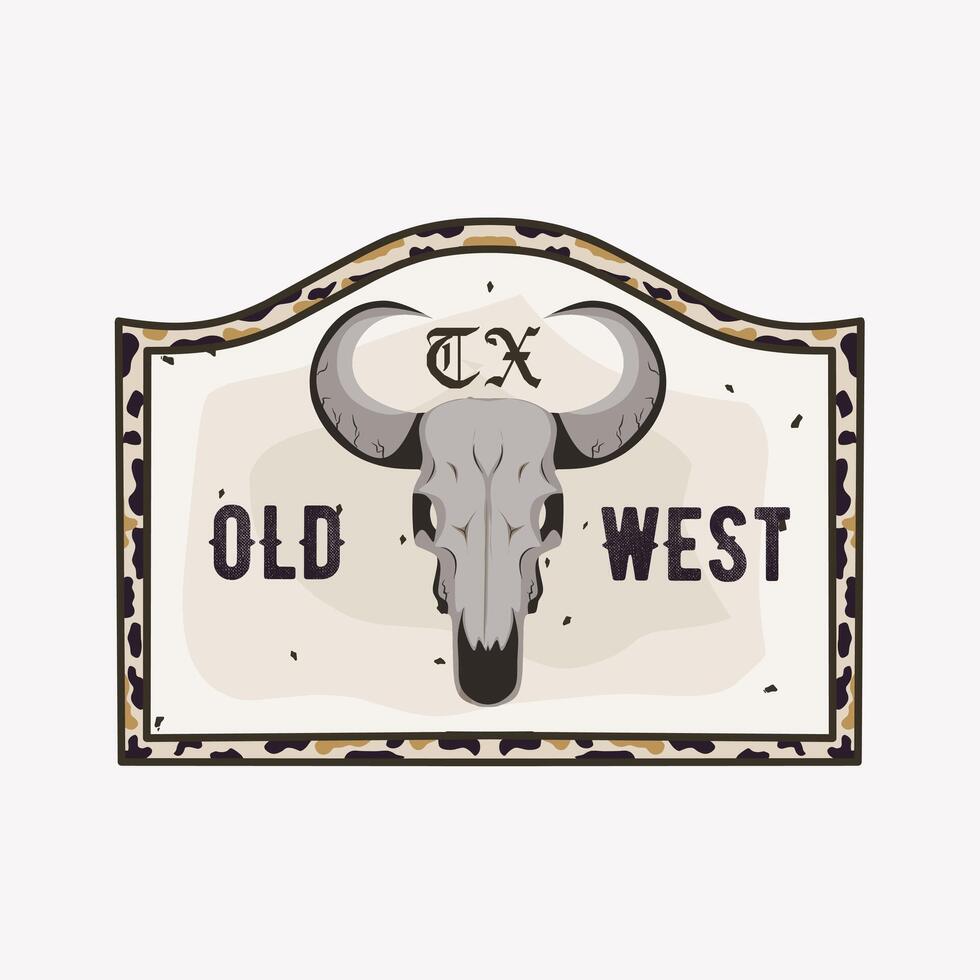 vector of old western, bull skull vintage art work perfect for print, apparel, etc
