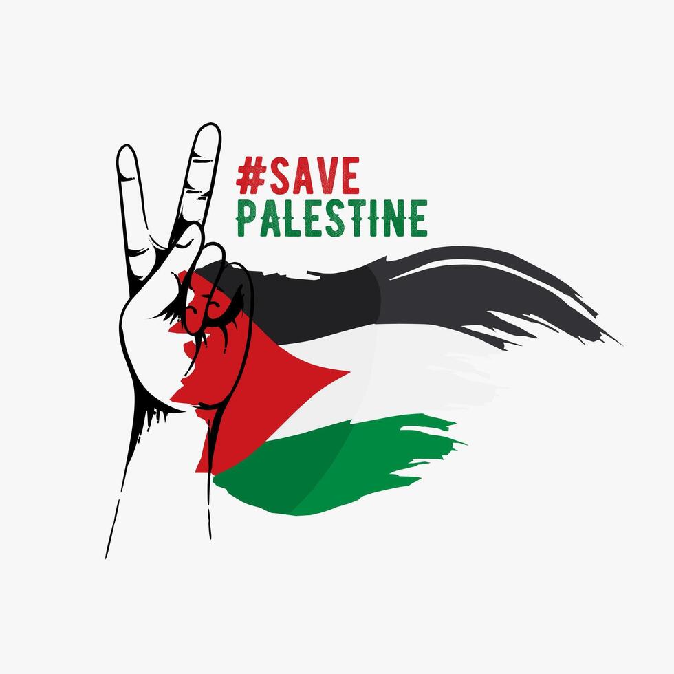 vector of save palestine with peace hand perfect for print, apparel, etc