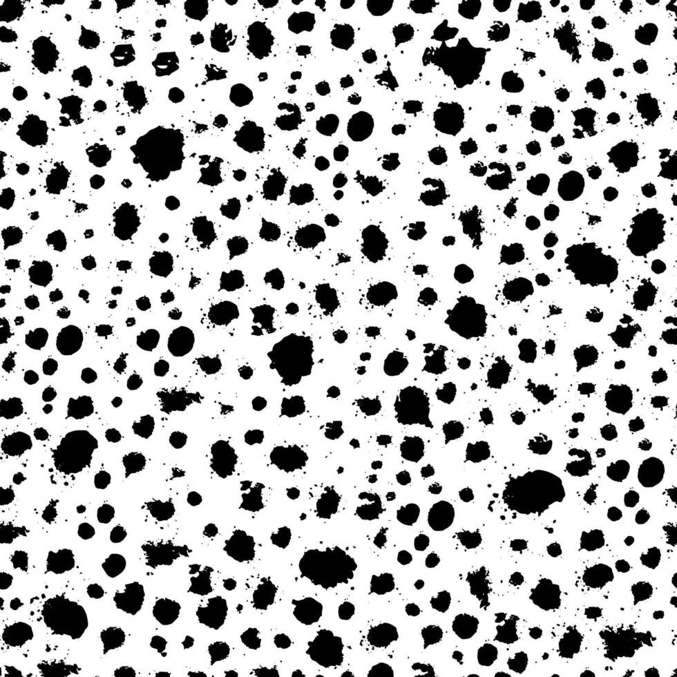Abstract hand drawn vector seamless pattern. Simple background of random splash ink. Black monochrome wallpaper isolated on transparent. Universal design for print, wrapping, fabric, textile, ornament