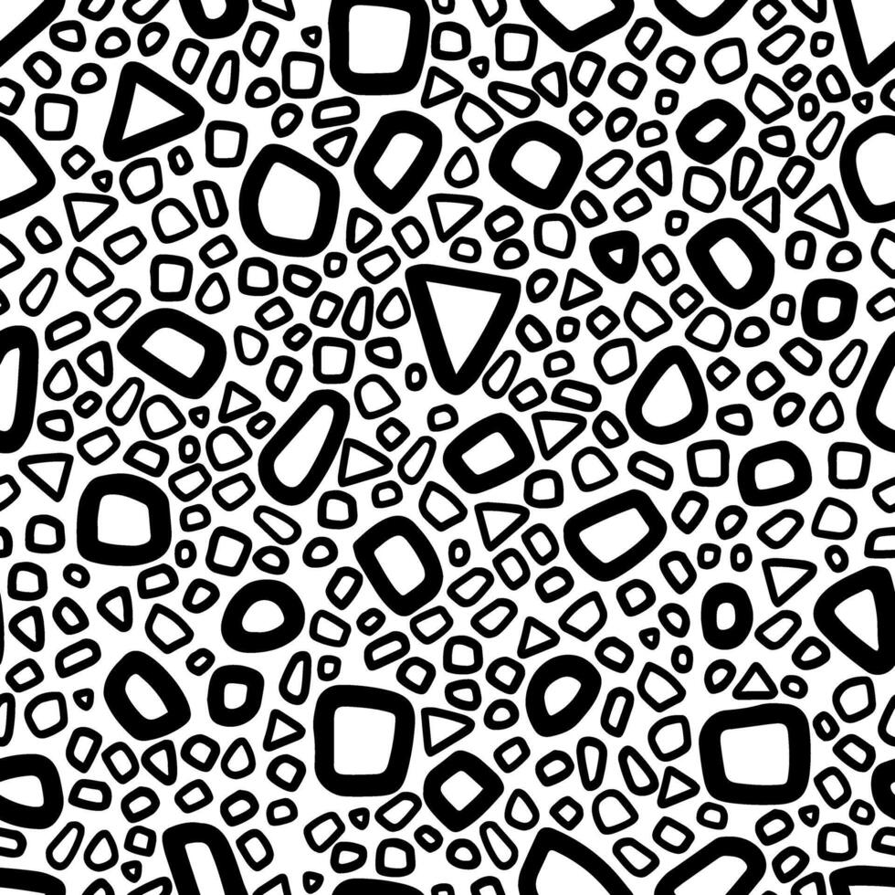 Abstract hand drawn vector seamless pattern. Detailed simple background of random shapes. Monochrome wallpaper isolated on transparent. Universal design for prints, wrapping, fabric, textile, ornament