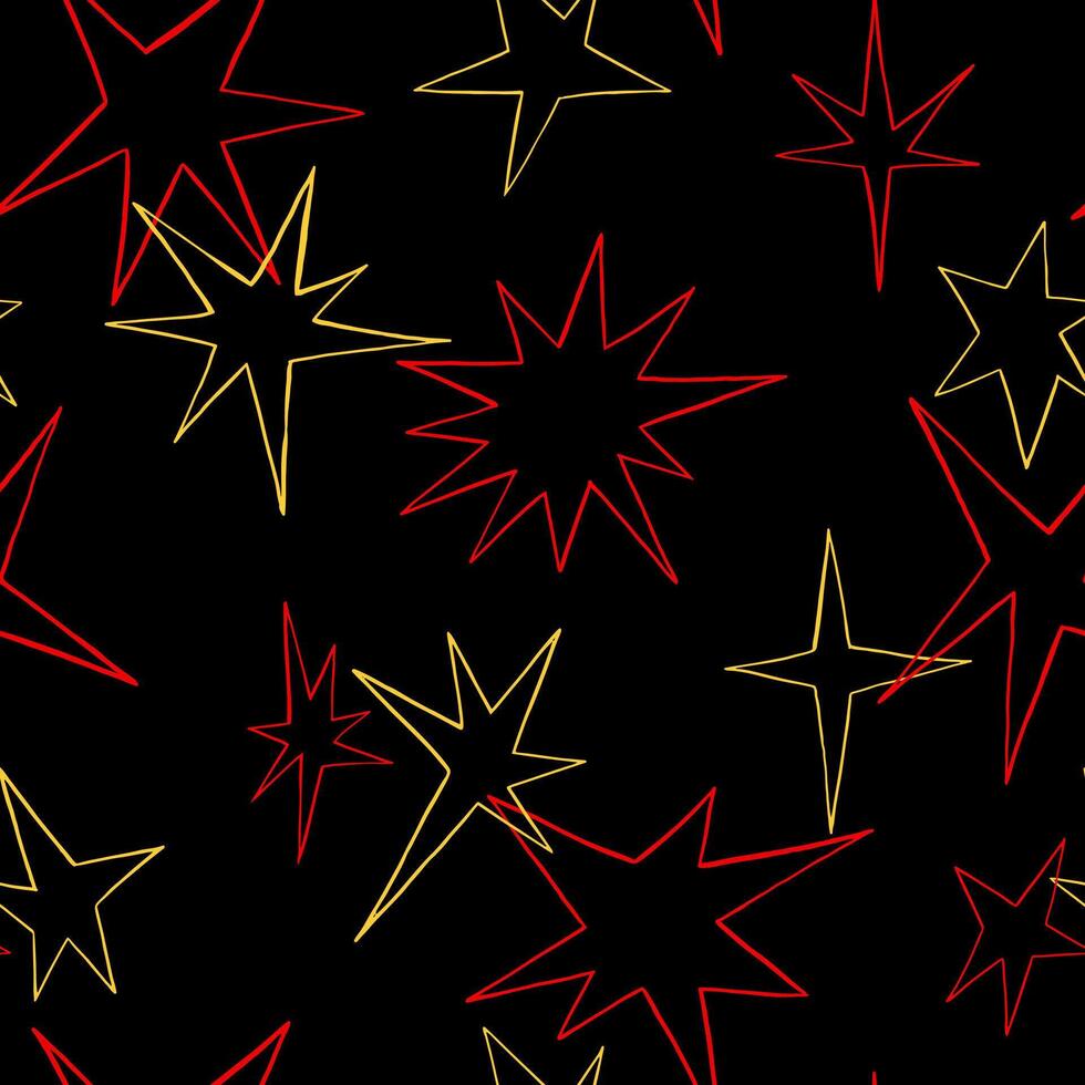 Bright ornament of stars. Abstract vector seamless pattern. Design for print, wrapping paper, textile, wallpapers, background, decoration.