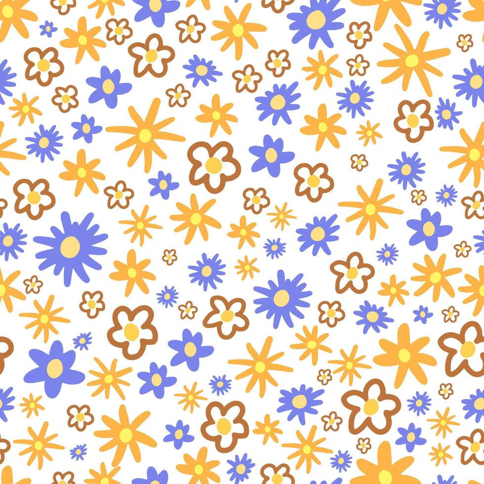 linda flor garabatos mano dibujado vector sin costura modelo. vistoso antecedentes en Clásico estilo. universal sencillo diseño para imprimir, fondo de pantalla, envase papel, tarjeta, textil, tela, decoración.