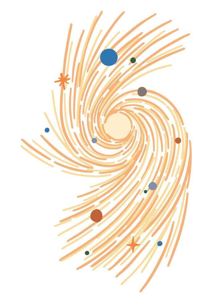 Cosmic space object doodle. Cartoon drawing of galactic. Astronomy science abstract clipart. Hand drawn vector illustration isolated on white.