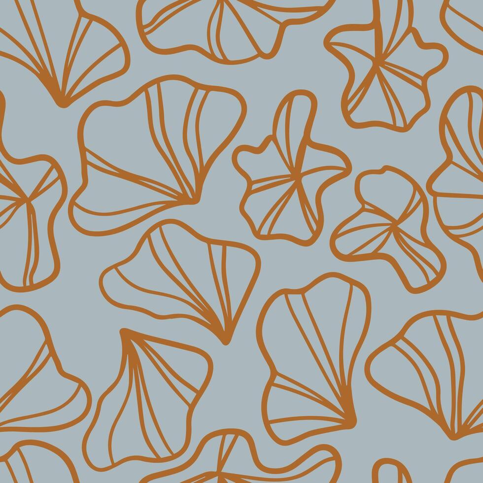 Foliage hand drawn vector seamless pattern. Background with abstract tropical leaves. Botanical ornament in doodle style.