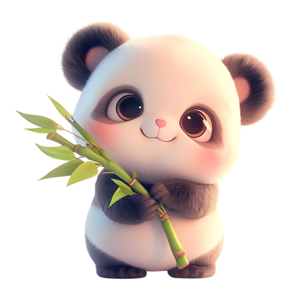 AI generated Cute Baby Panda Cartoon Character  3D Rendering png