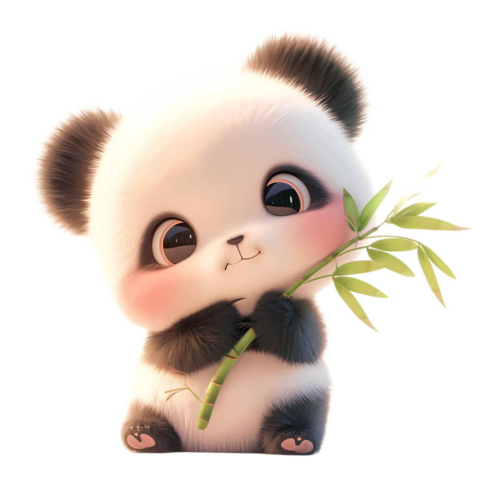 AI generated Cute Baby Panda Cartoon Character  3D Rendering png