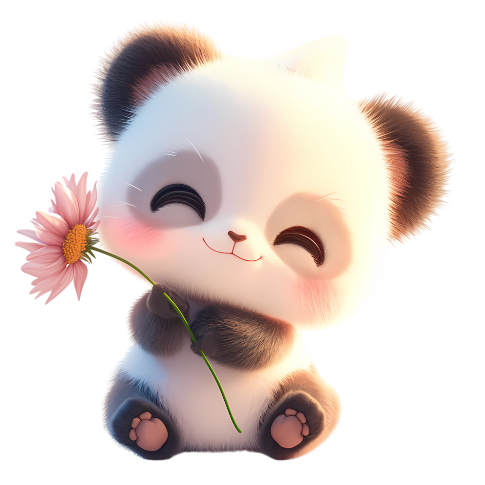 AI generated Cute Baby Panda Cartoon Character  3D Rendering png