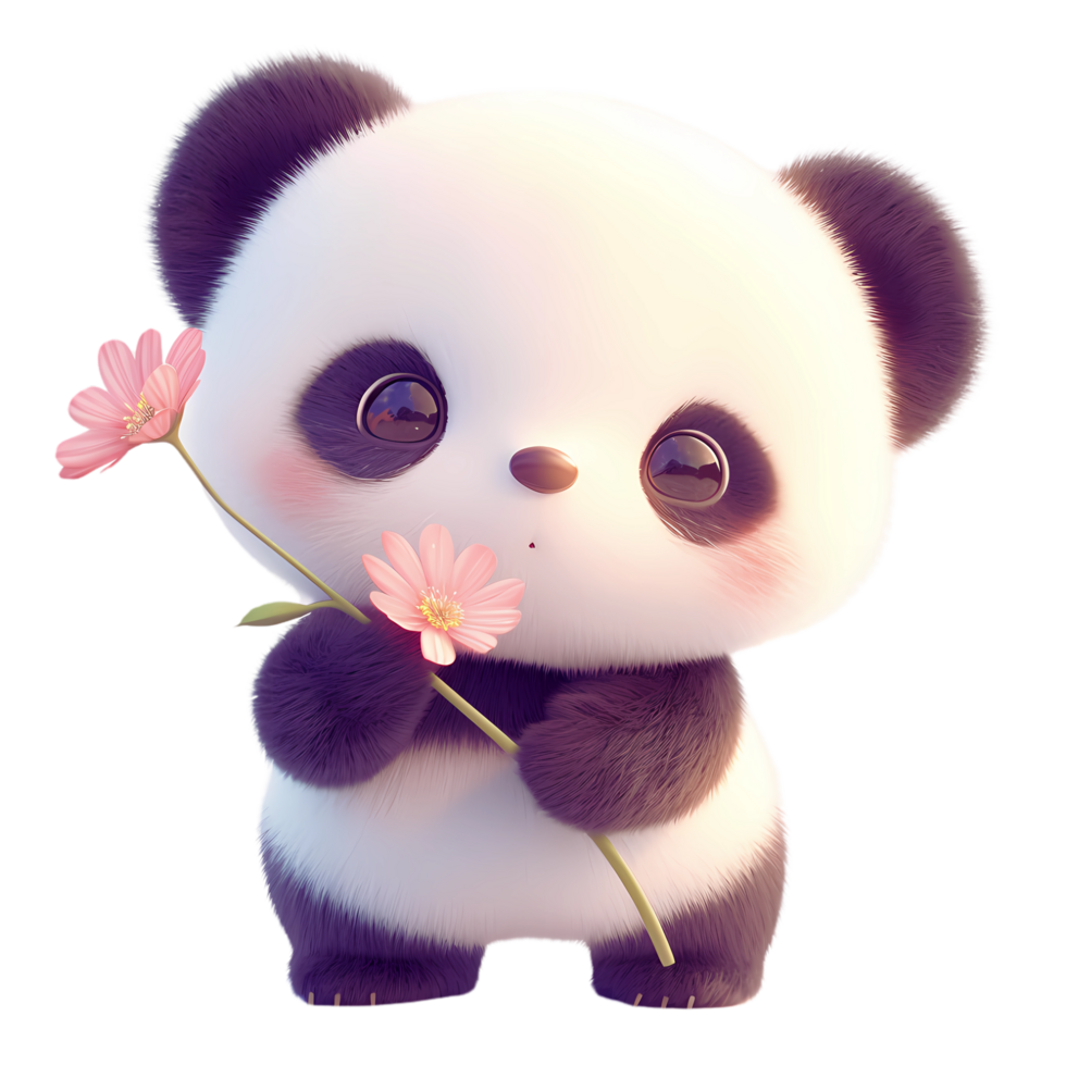 AI generated Cute Baby Panda Cartoon Character  3D Rendering png