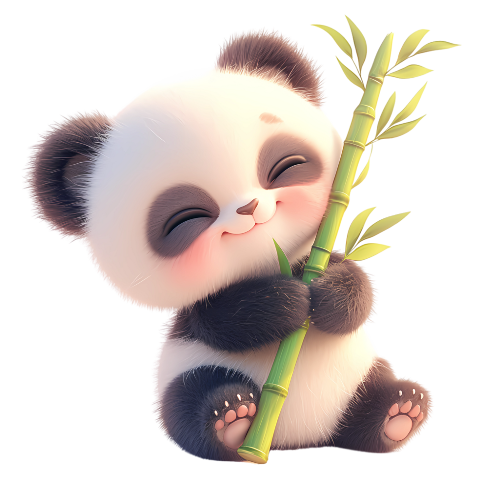 AI generated Cute Baby Panda Cartoon Character  3D Rendering png