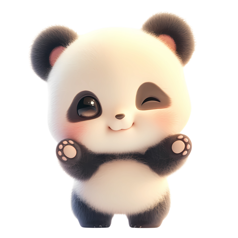 AI generated Cute Baby Panda Cartoon Character  3D Rendering png