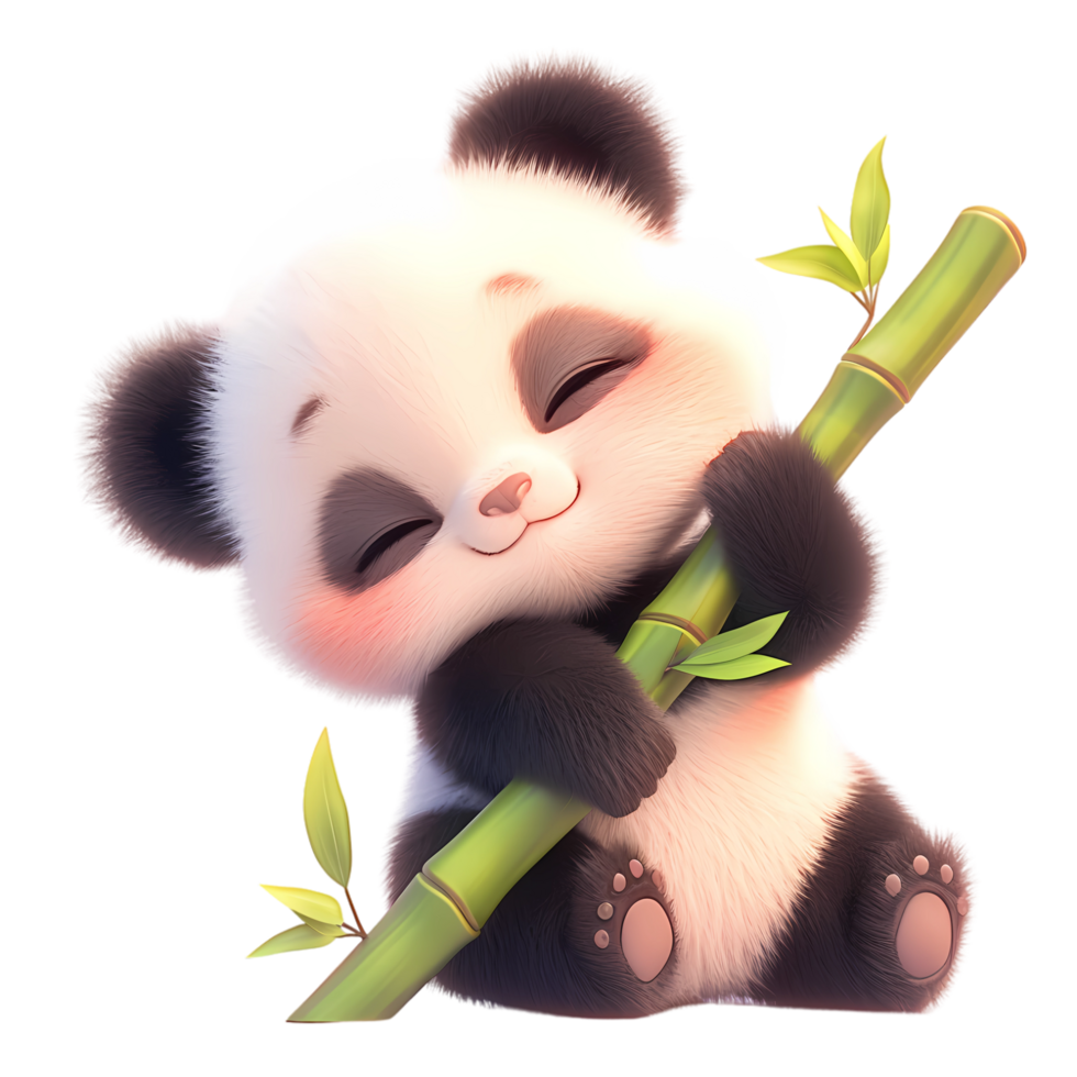 AI generated Cute Baby Panda Cartoon Character  3D Rendering png