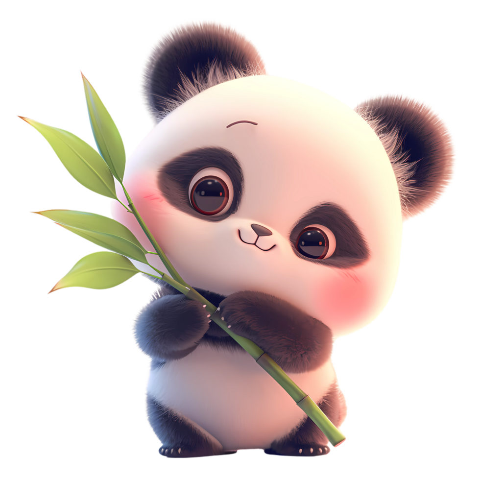 AI generated Cute Baby Panda Cartoon Character  3D Rendering png