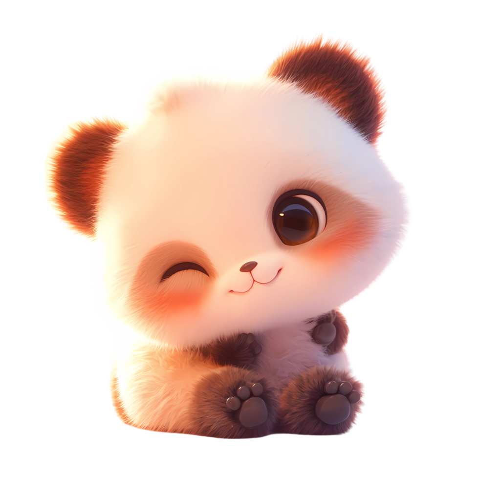 AI generated Cute Baby Panda Cartoon Character  3D Rendering png