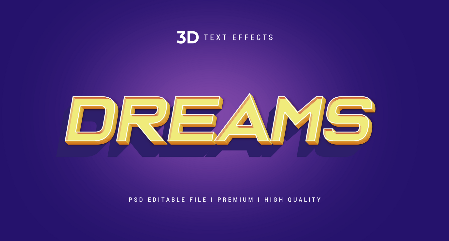 Dreams 3d Text Style Effect Mockup Template psd