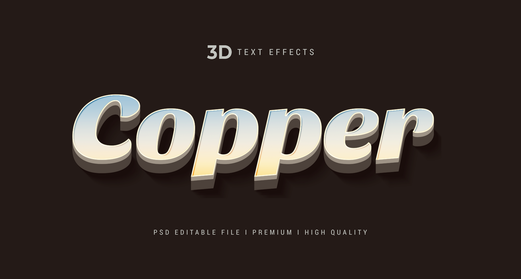 Copper 3d Text Style Effect Mockup Template psd