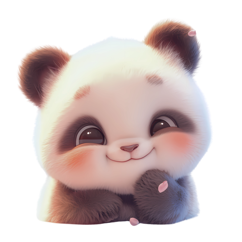 ai generado linda bebé panda dibujos animados personaje 3d representación png