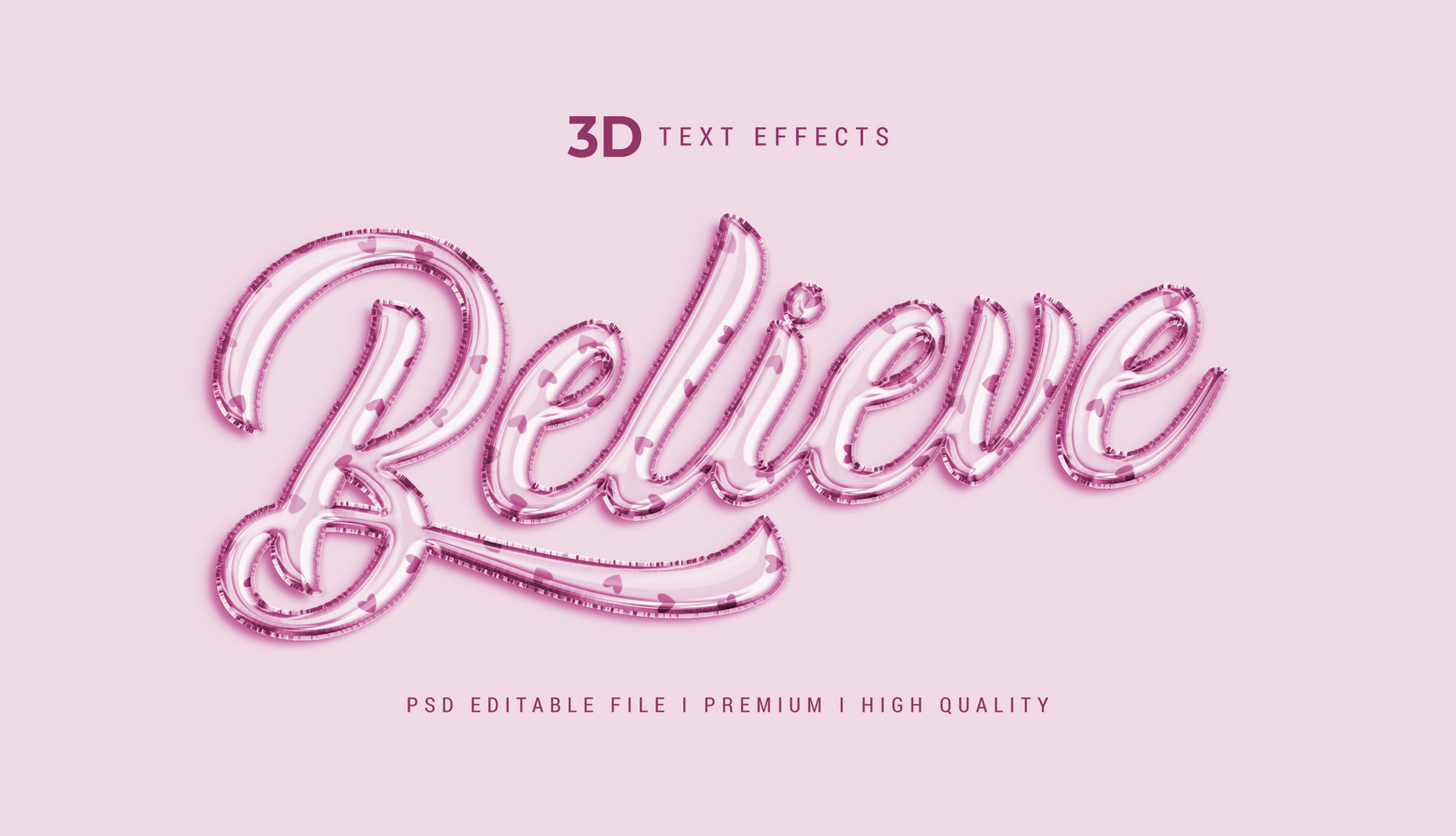 Believe 3d Text Style Effect Mokcup Template with pattern psd