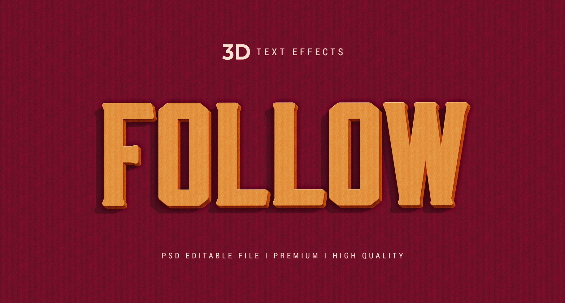 Follow 3d Text Style Effect Mockup Template psd